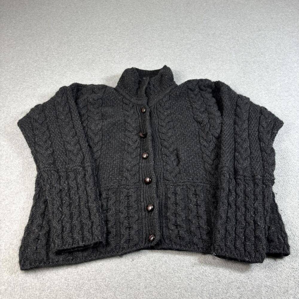 Peregrine Sweater Women Large Gray Cardigan Cable Knit Wool Heritage Mad England